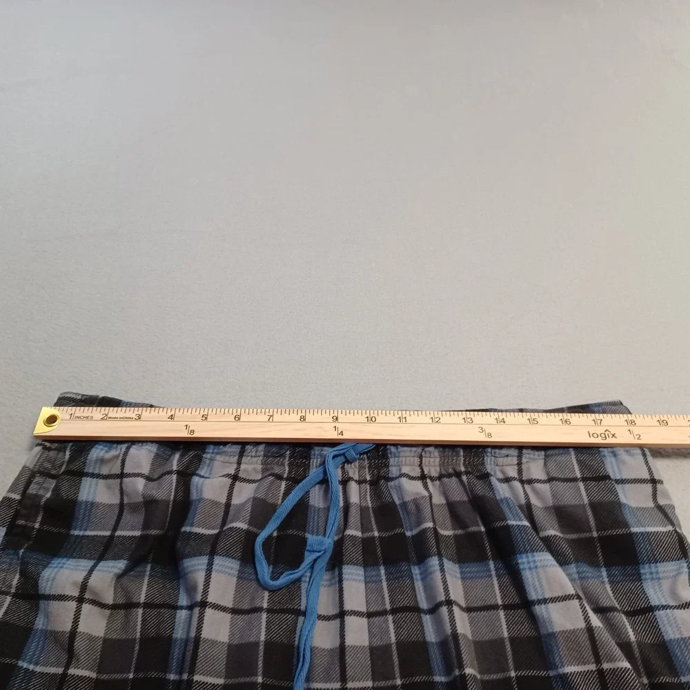 Cuddl Duds Mens XL Pajama Pants Blue Black Plaid Fleece Lounge Sleepwear Relaxed
